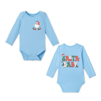 Custom Name Retro Santa Baby Bamboo Baby Bodysuit
