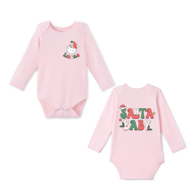 Custom Name Retro Santa Baby Bamboo Baby Bodysuit