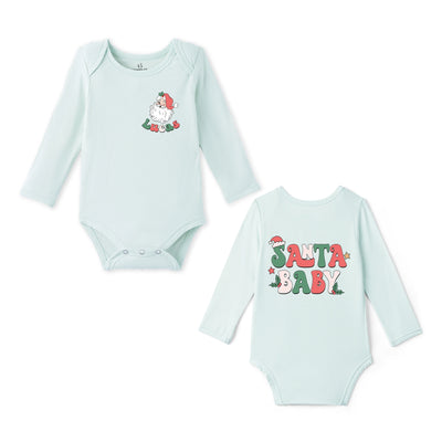 Custom Name Retro Santa Baby Bamboo Baby Bodysuit