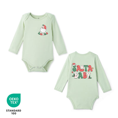 Custom Name Retro Santa Baby Bamboo Baby Bodysuit