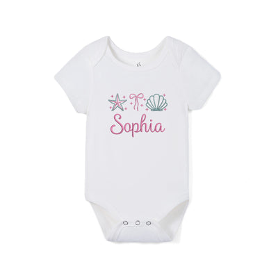 Custom Sea Creatures Embroidered Bamboo Baby Bodysuit