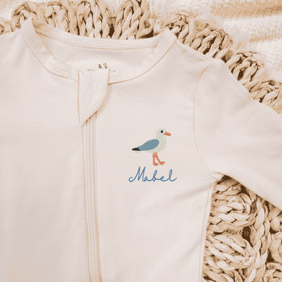 Embroidered Seagull Baby Bamboo Pajamas - SwaddleAn