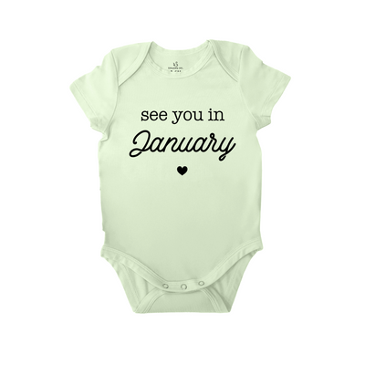 'See You in January' Bamboo Baby Bodysuit | Pregnancy Announcement Onesie
