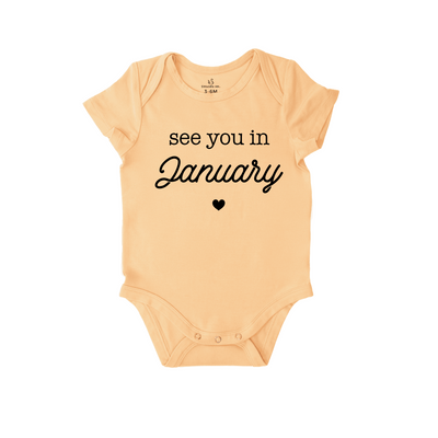 'See You in January' Bamboo Baby Bodysuit | Pregnancy Announcement Onesie